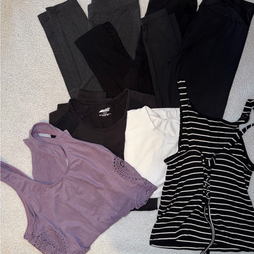LuLaRoe Black White and Lavender Mixed Tops and Leggings